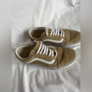 Vans Beige and White Canvas Sneakers